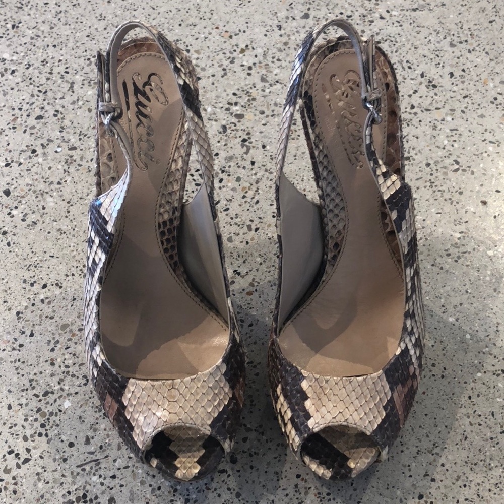 Gucci Exotic skin sling back heels